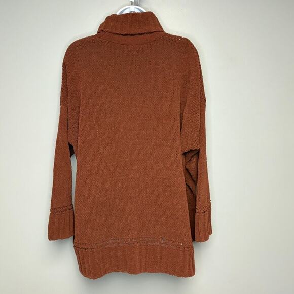 Aerie Cableknit Turtle Neck Oversized Burgundy Sweater Womens Sz S - Picture 2 of 4